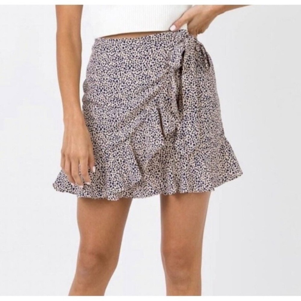 Princess Polly Tan Mai Faux Wrap Mini Skirt